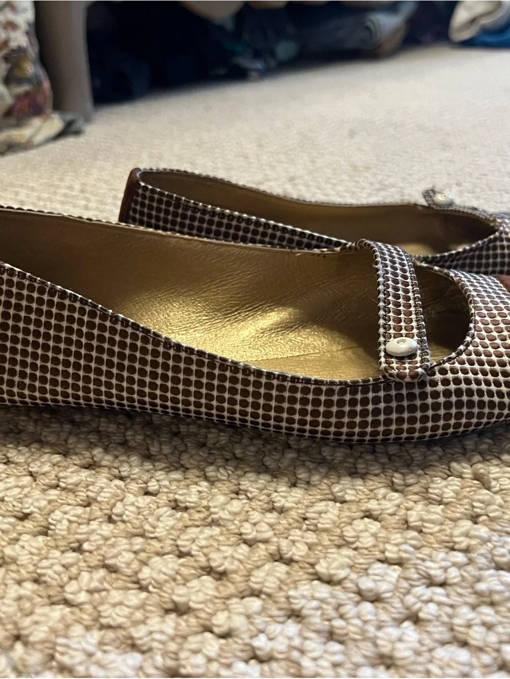 Maloles Brown & white Checkered Ballet Flats